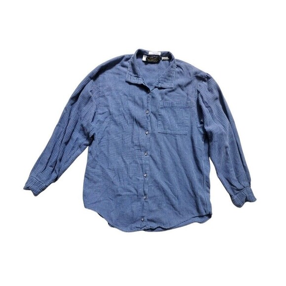 VTG EDDIE BAUER Shirt Women 12 Medium Blue Button Cotton Casual Barn Choir Work - Picture 6 of 6